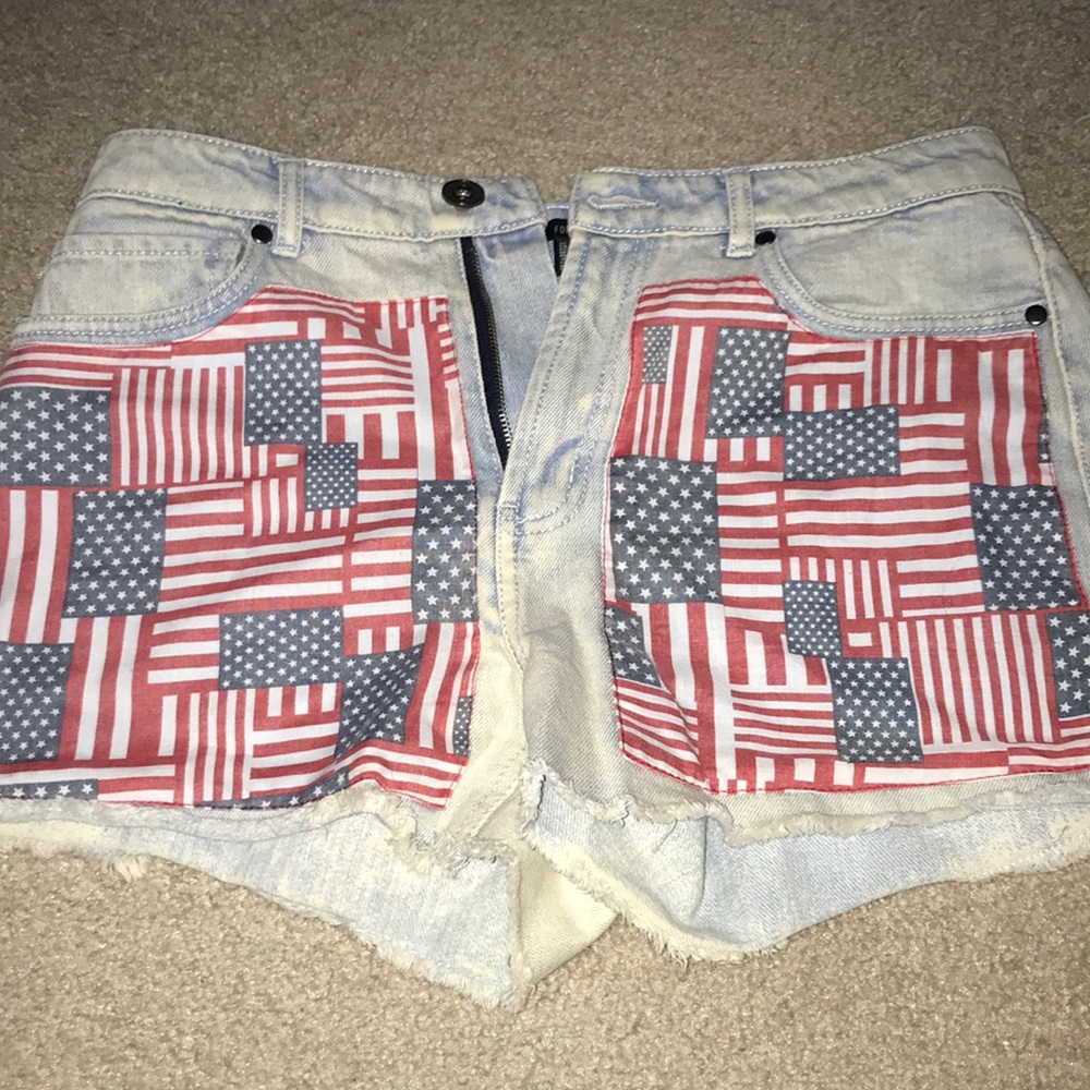 American flag jean shorts